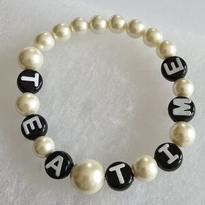 Handmade "Tea Time" bracelet beaded pearl pearlcore word gossip